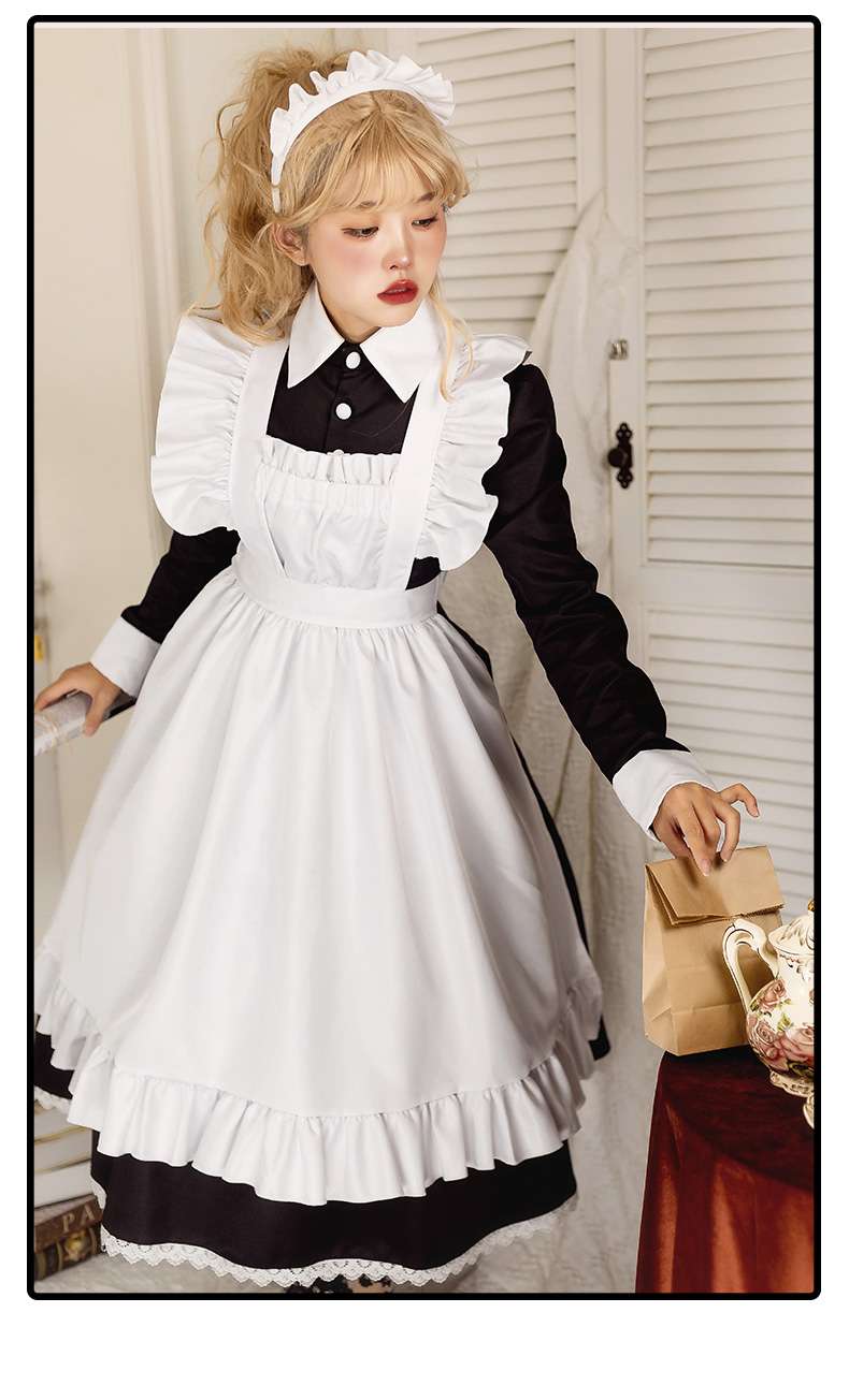 メイド服 メイド風フリルエプロンワンピース