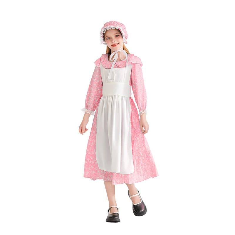 メイド服 小花柄ヴィンテージ風ロングメイド衣装セット