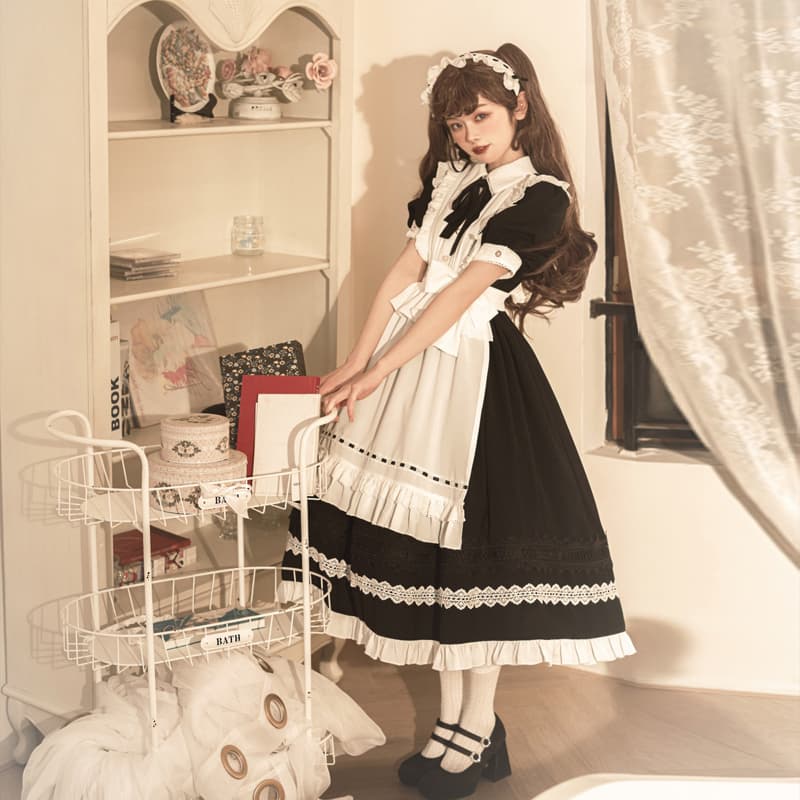 メイド服 優雅な令嬢風フリル装飾メイドドレス