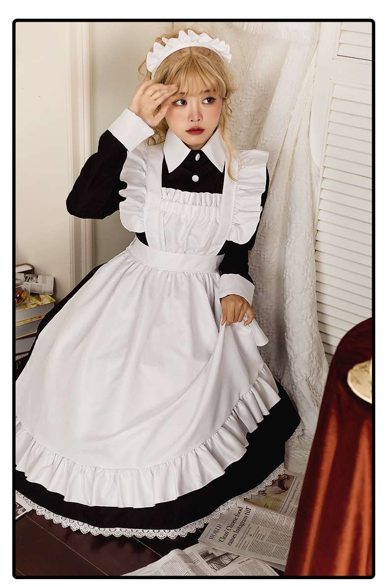 メイド服 メイド風フリルエプロンワンピース