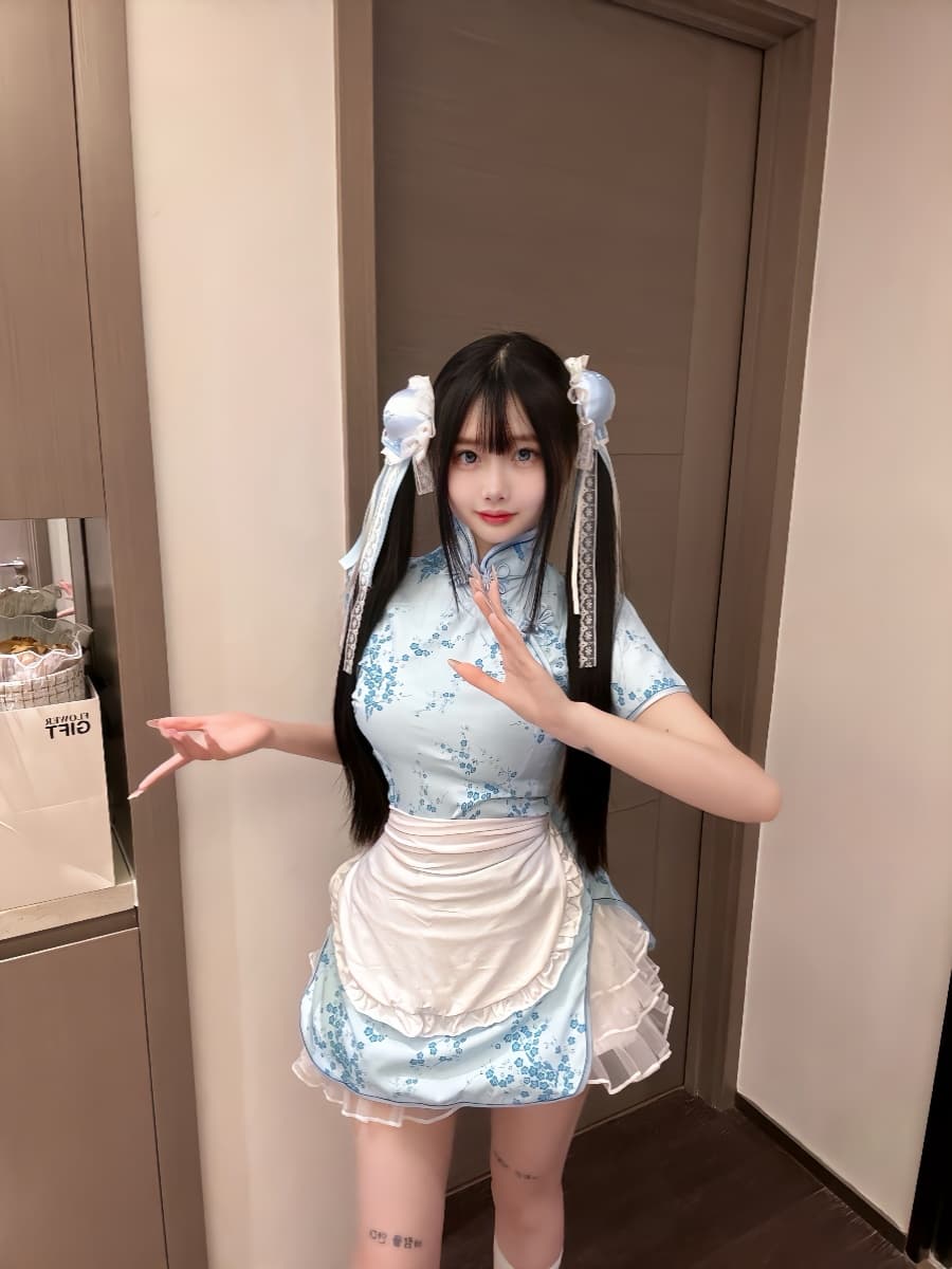 チャイナ風メイド服・フリルエプロンセット