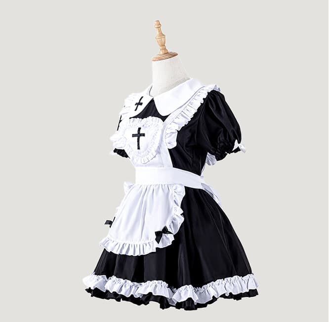 ゴシック調フリルメイド服 十字架デザイン