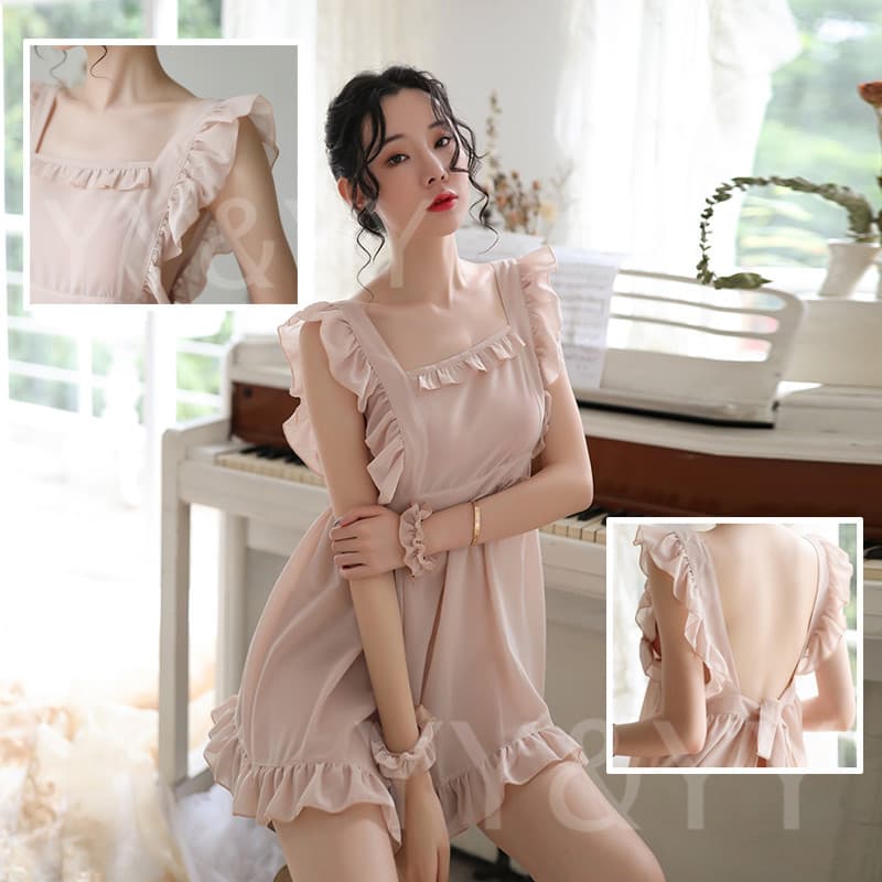 セクシー系可愛いフリルメイド服ワンピース