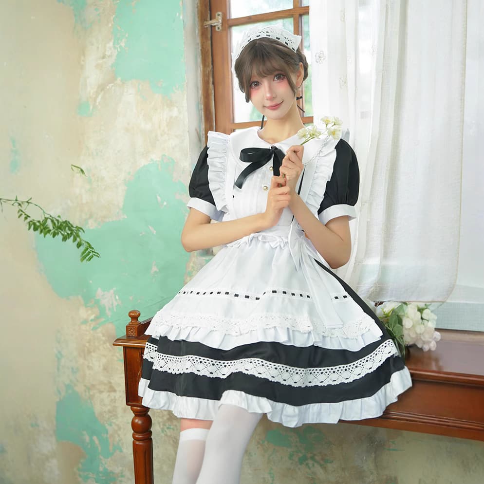 フリル付きメイド服 プリンセスライン　クラシカル