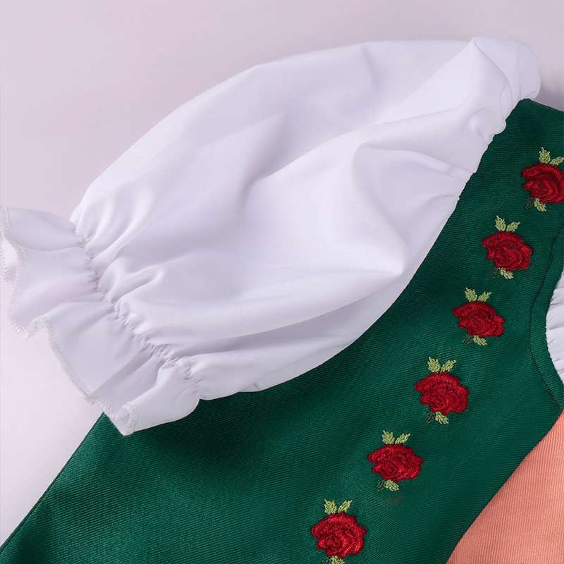 メイド服 ディアンドル風 花刺繍ワンピース