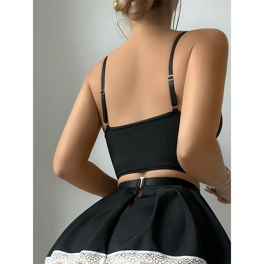 レース装飾フリルエプロン風セパレートメイド服