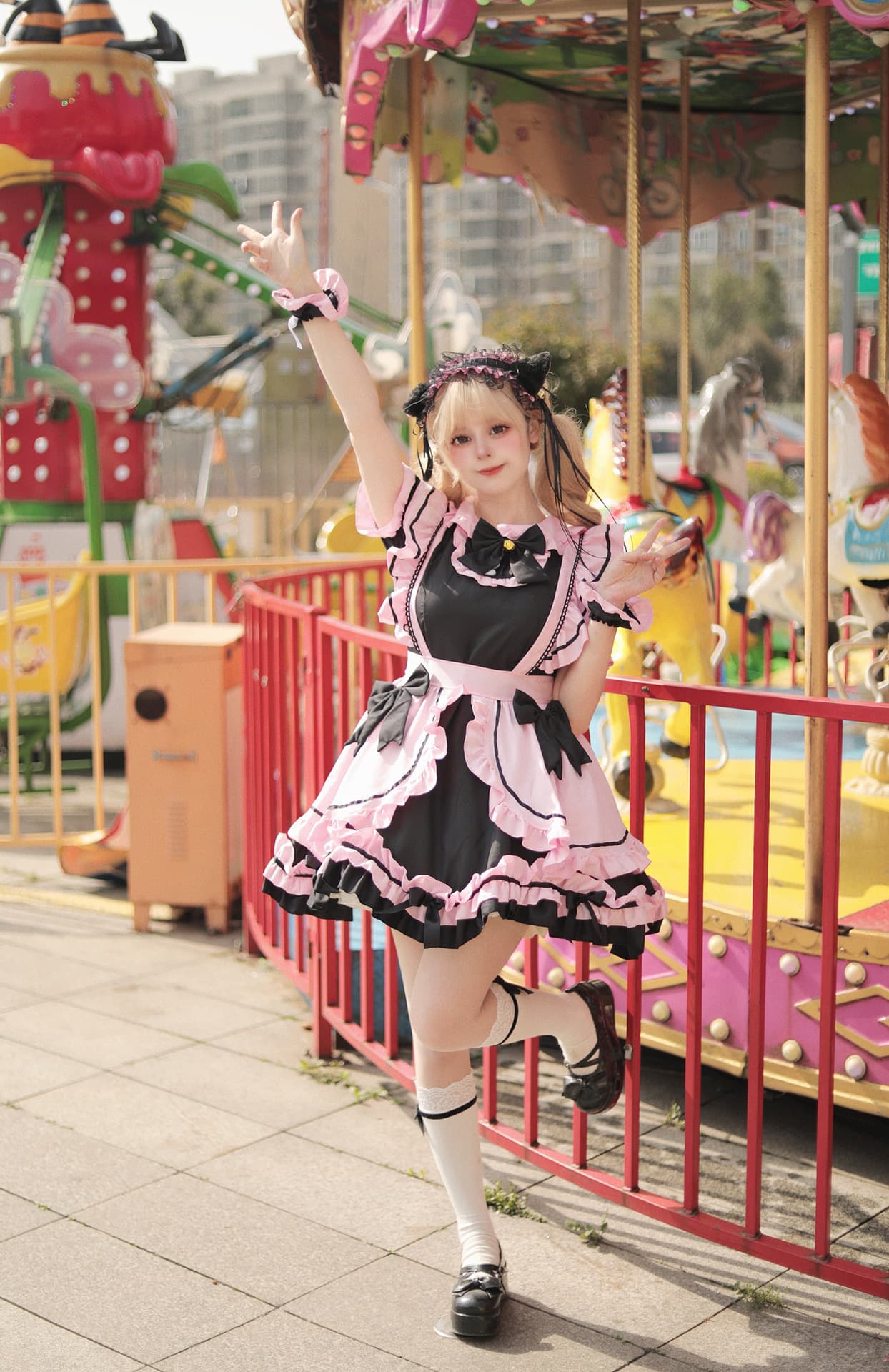 フリルレース リボンメイド服