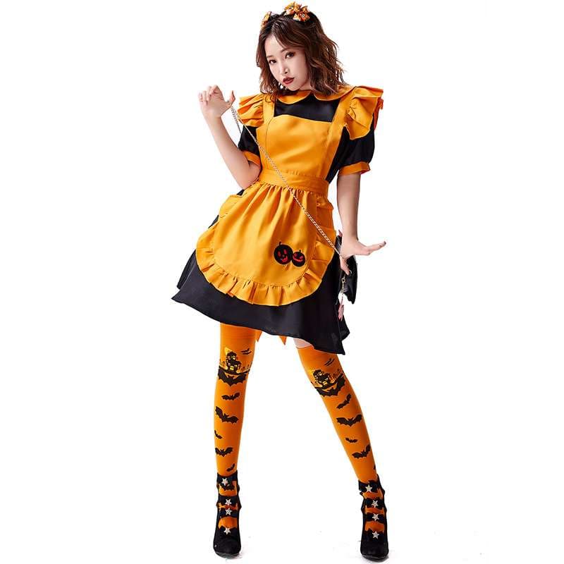 ハロウィンメイド服 かぼちゃドレス風エプロン