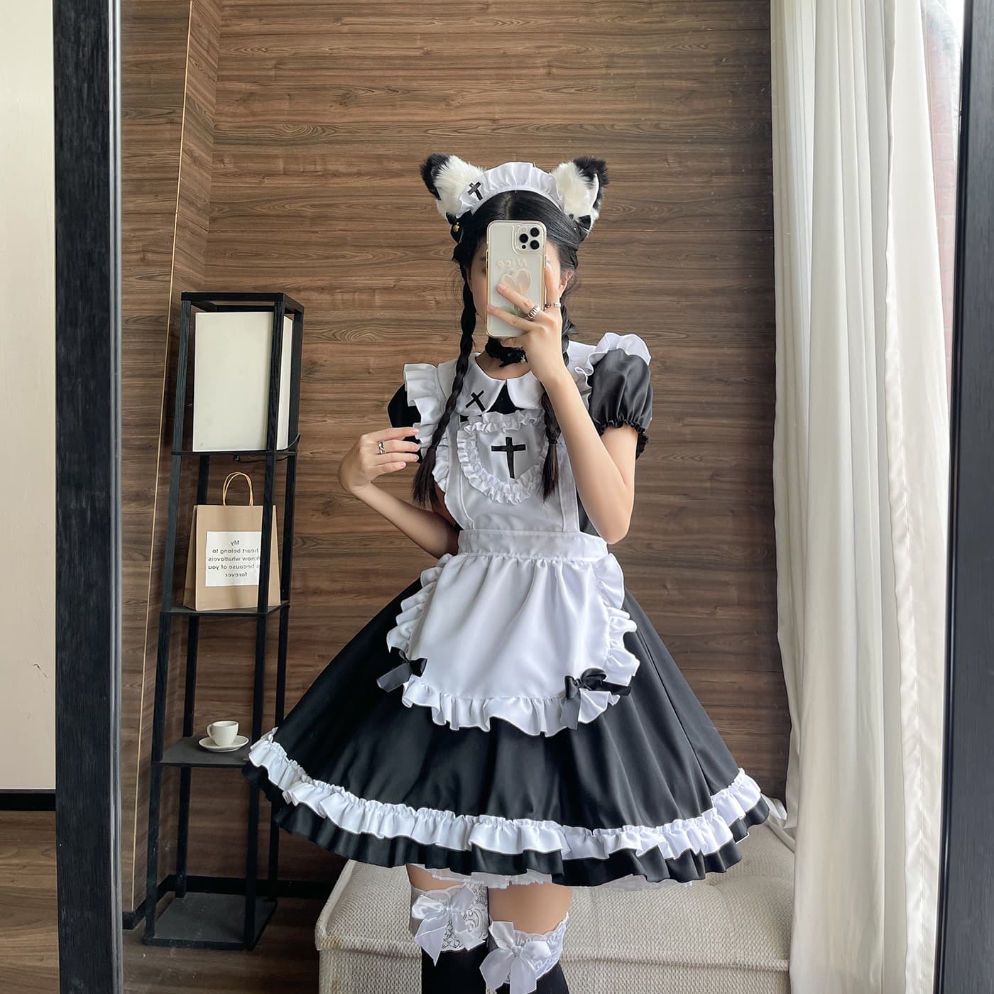 メイド服 十字架飾り付き猫耳メイド衣装
