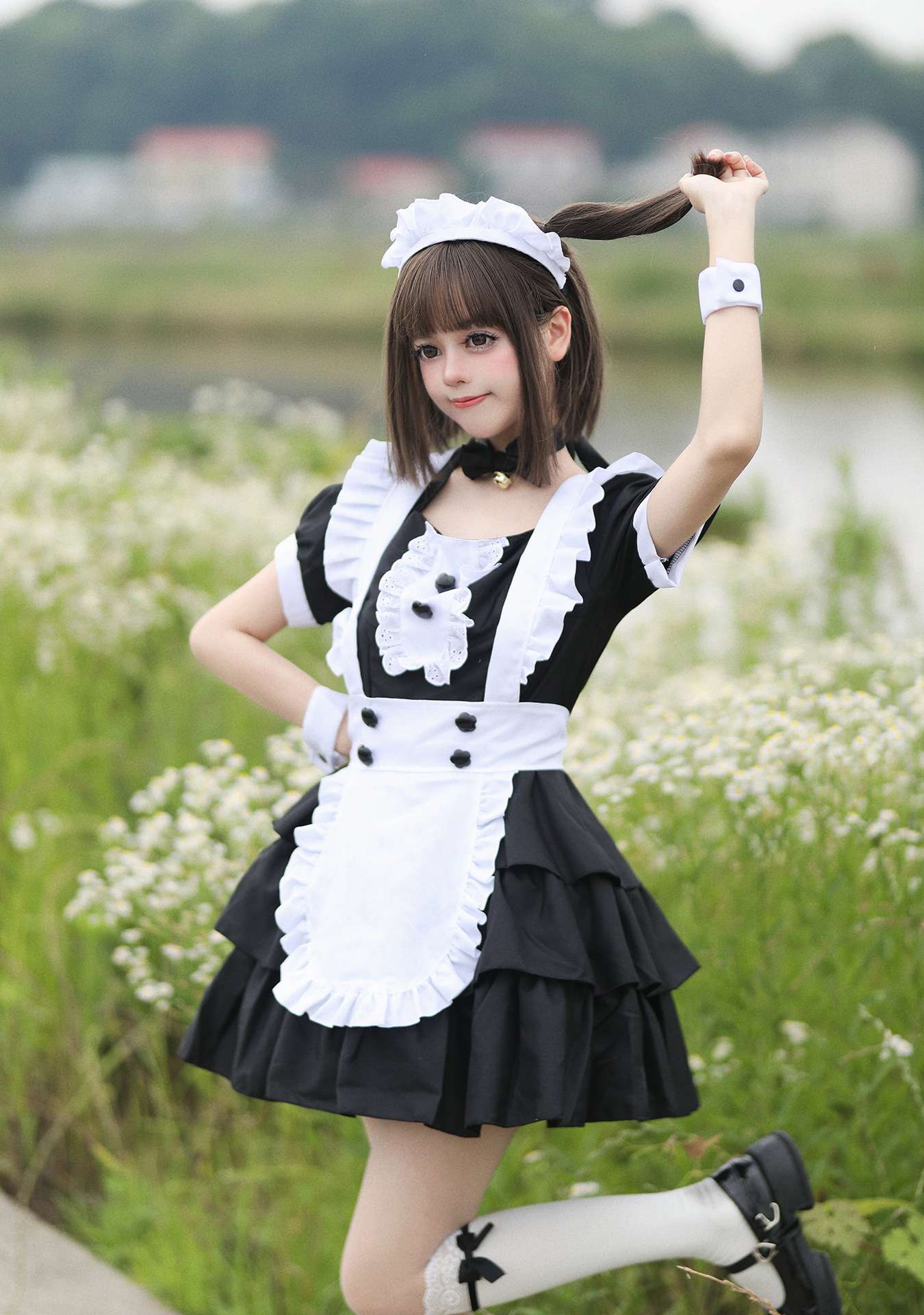 メイド服 フリル付きメイド風ワンピース