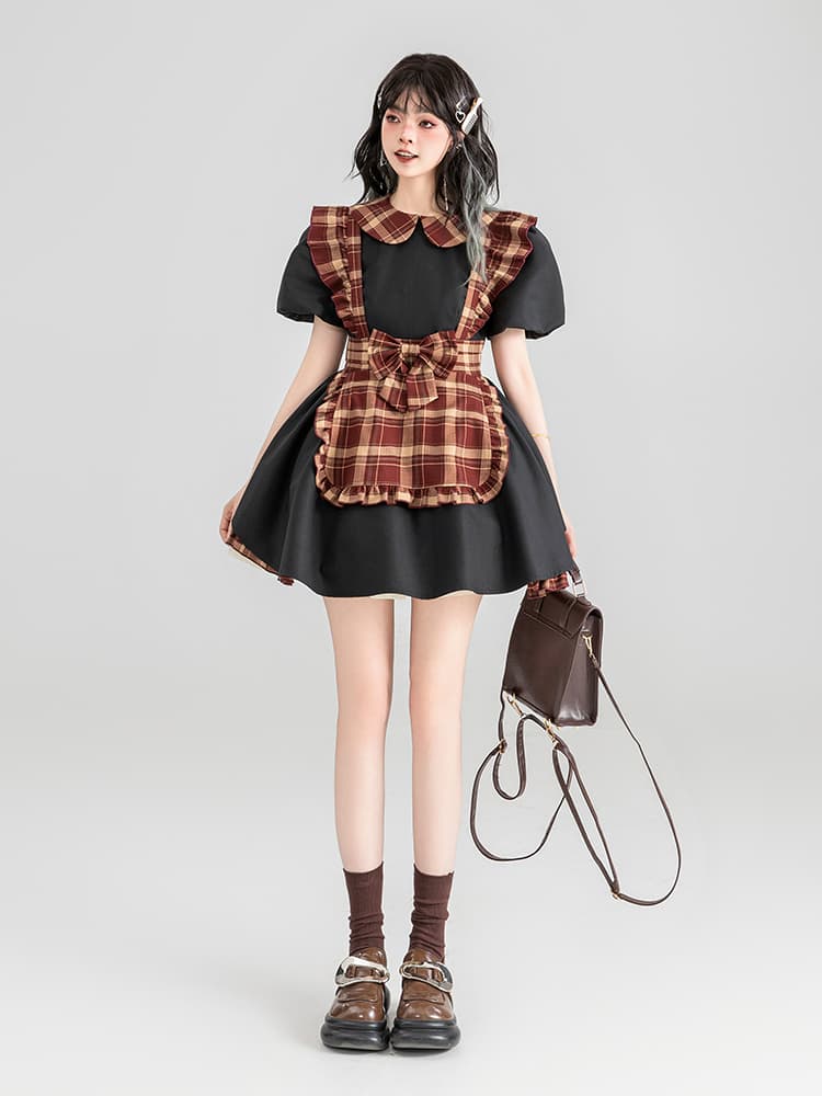 メイド服 メイド服 格子模様の優しさ メイドワンピース
