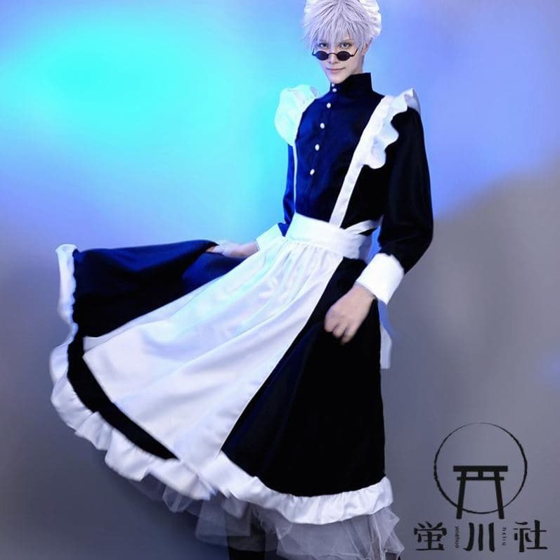 メイド服 エレガントフリル付き長袖メイド衣装セット