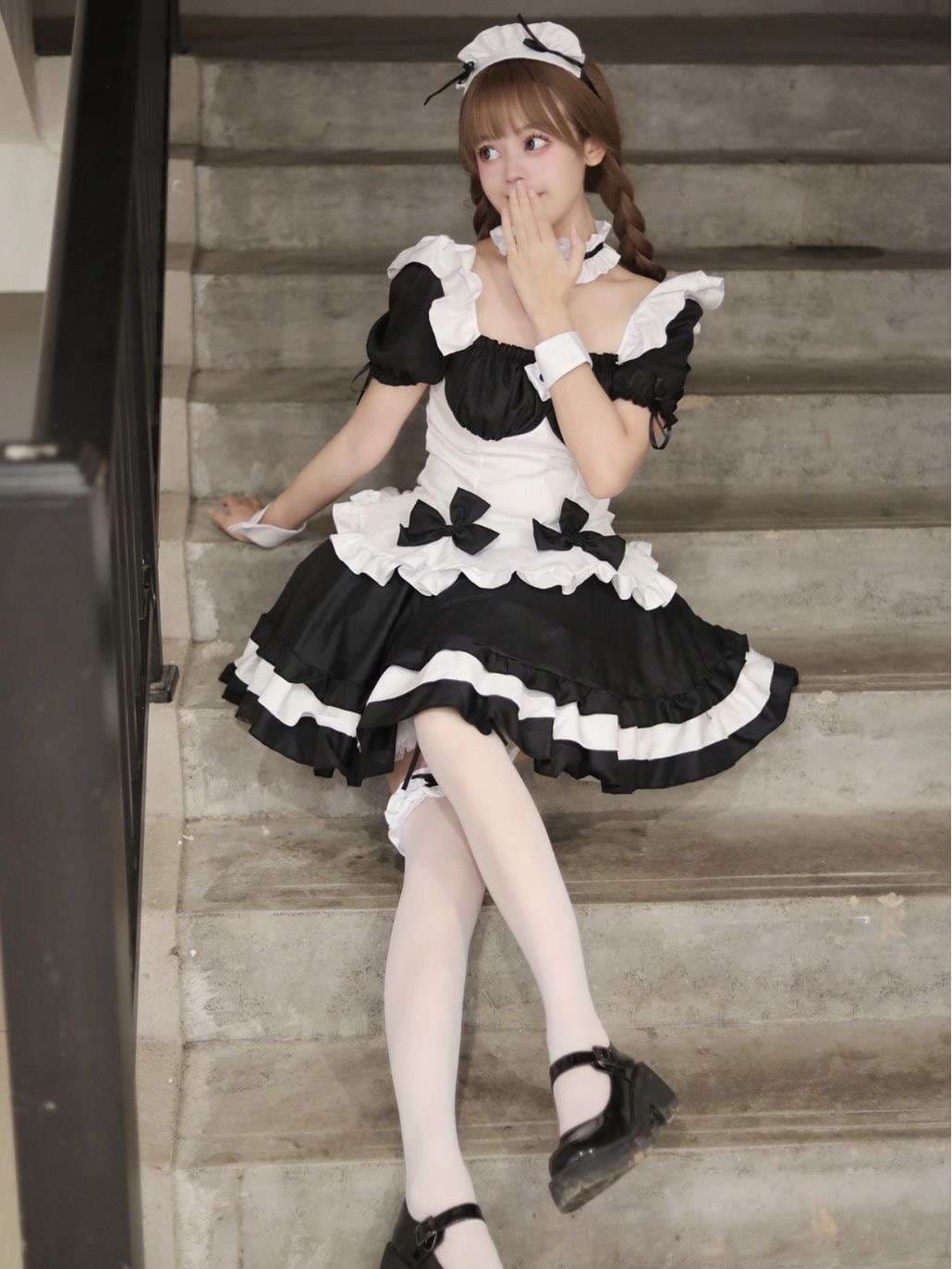 メイド服 ふんわりメイドスタイル フリル襟ワンピース