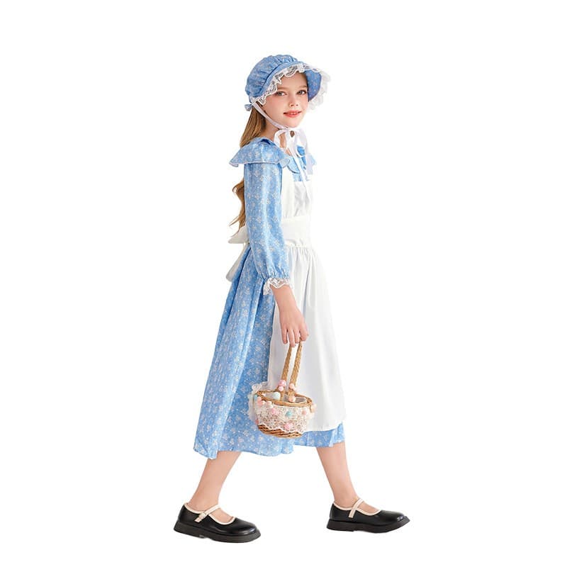 メイド服 小花柄ヴィンテージ風ロングメイド衣装セット