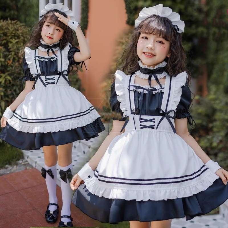 メイド服 フリルたっぷりメイド風ワンピース