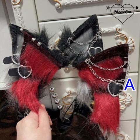 メイド服 手作り猫耳カチューシャ ゴシック風その他小物