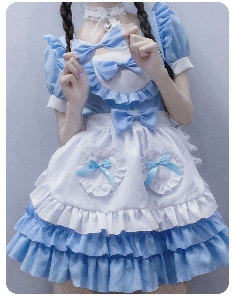 メイド服 フリルいっぱいメイド風ワンピース