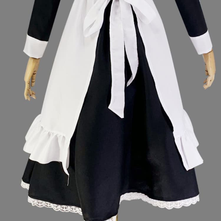 クラシック長袖ロング丈メイド服白黒変身衣装