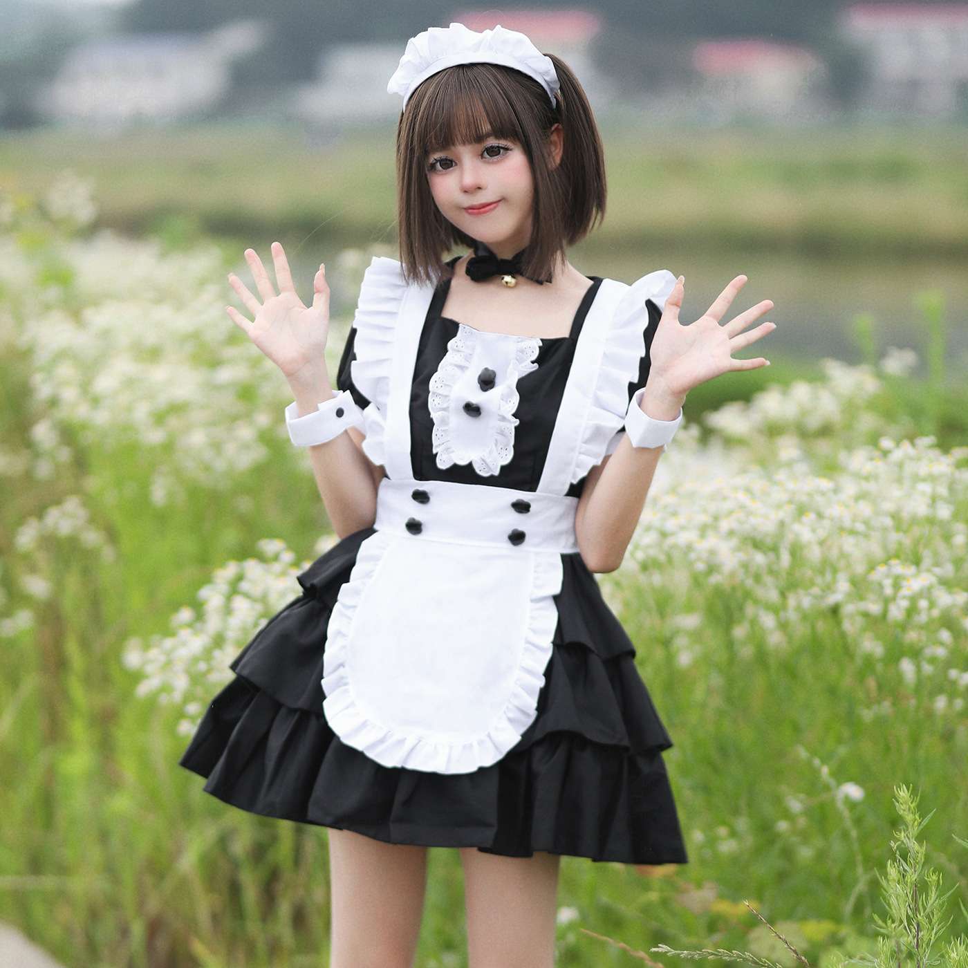 メイド服 フリル付きメイド風ワンピース