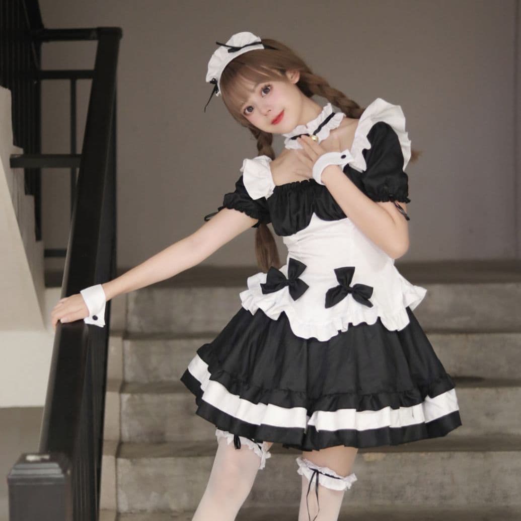 ふんわりメイド服リボンワンピース