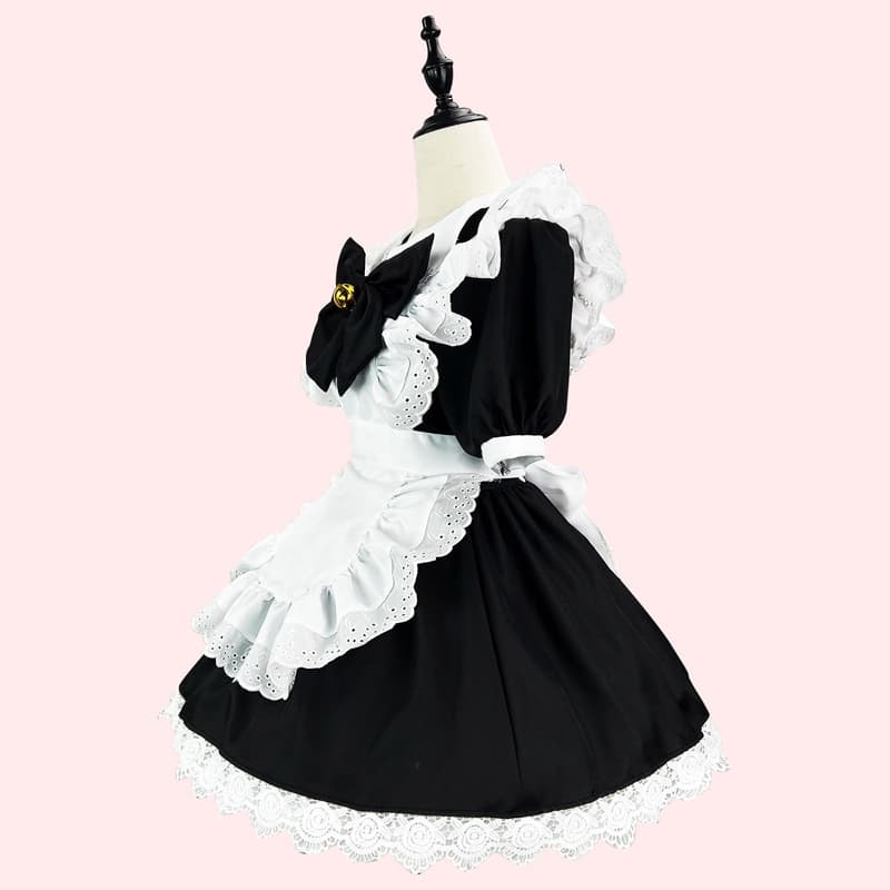 クラシカル黒リボンメイド服大きいサイズ対応コスプレ衣装