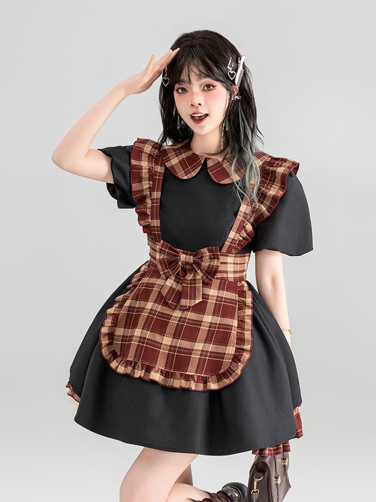 メイド服 メイド服 格子模様の優しさ メイドワンピース