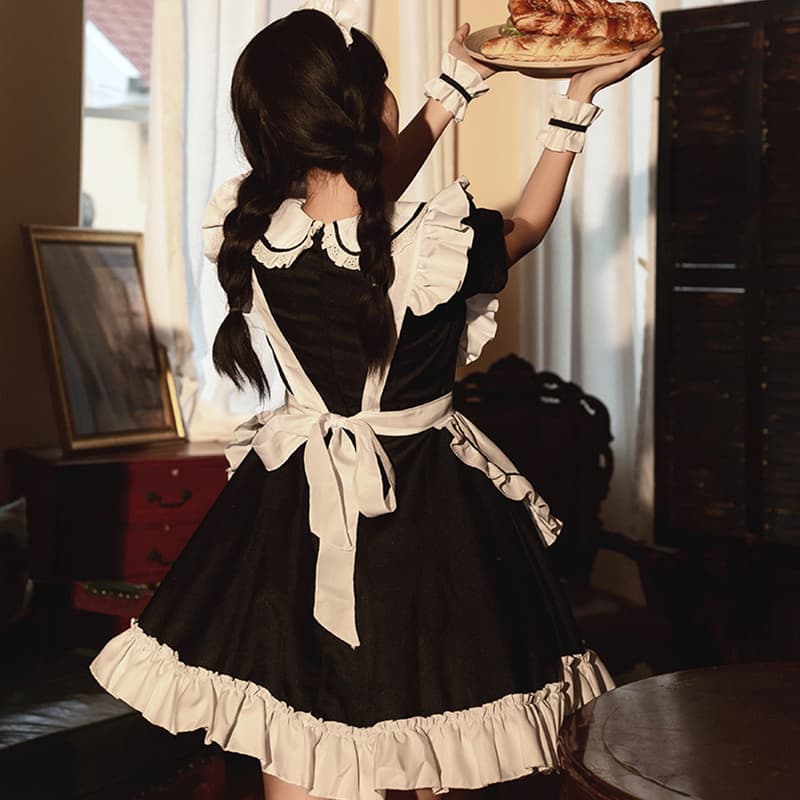 メイド服 丸襟フリル袖クラシカルメイドワンピース