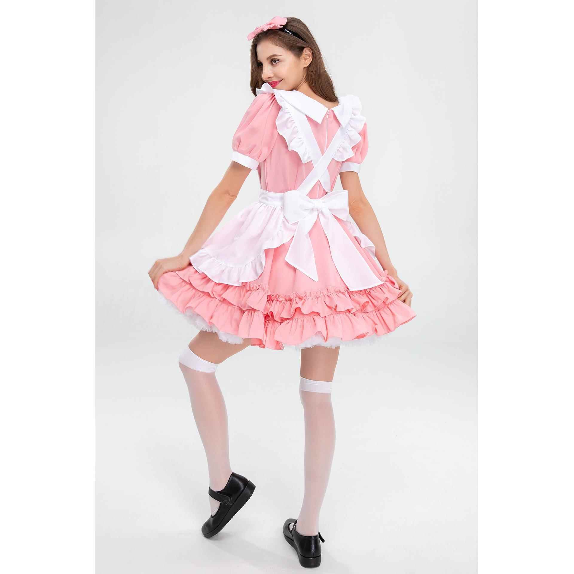 メイド服 メイド服 優美なフリルリボンメイド衣装