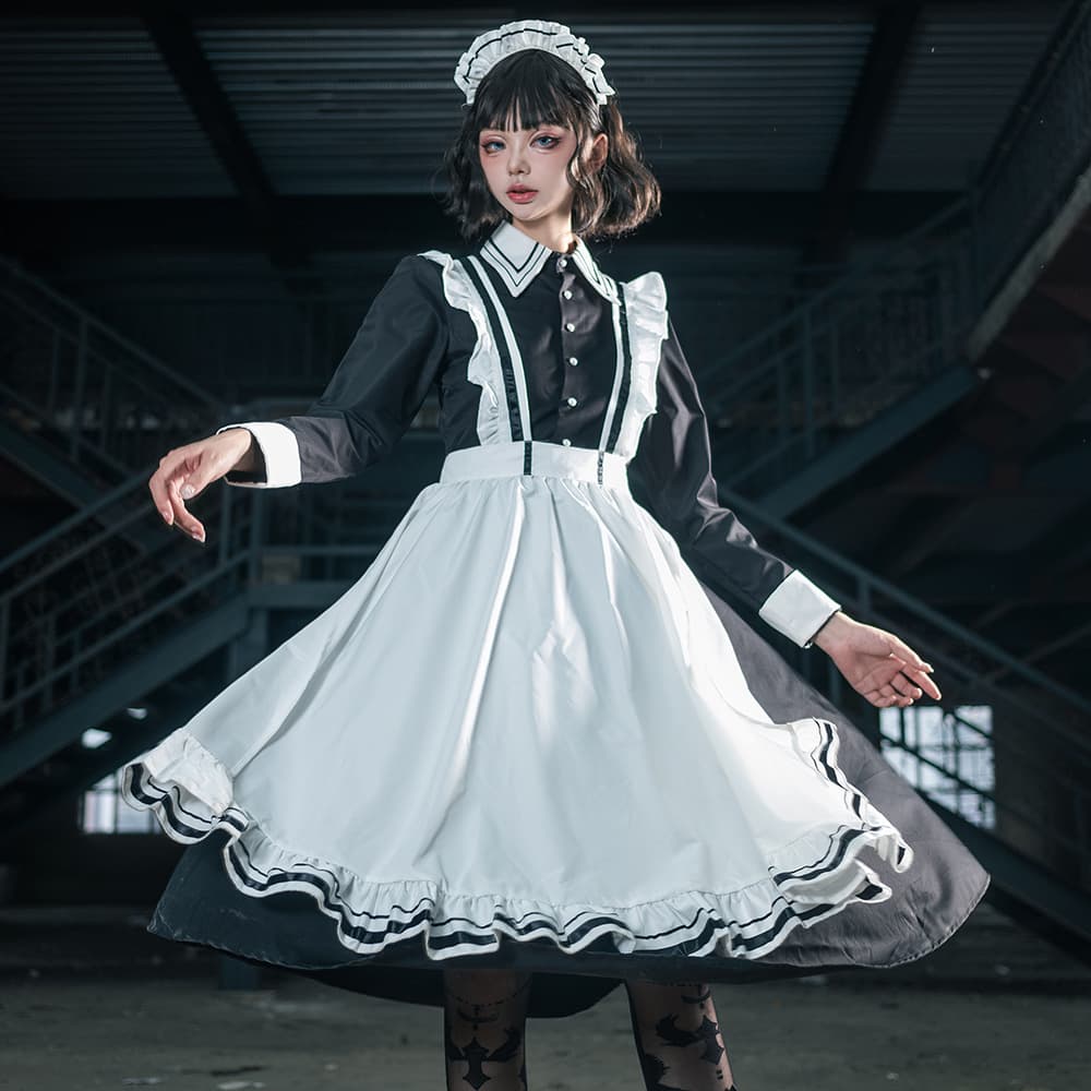 メイド服 襟元装飾長袖クラシカルメイド服