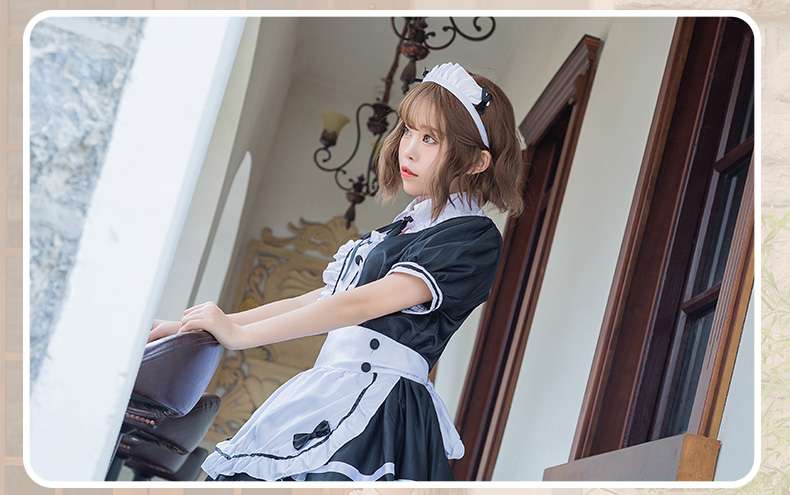メイド服 シンプル メイドワンピース 胸元フリル