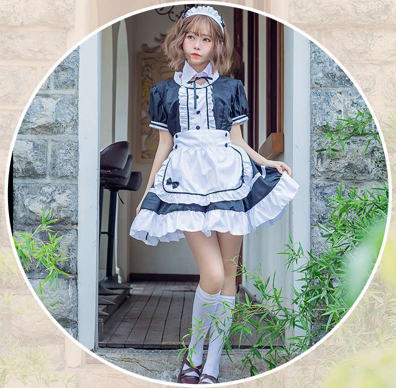 メイド服 シンプル メイドワンピース 胸元フリル