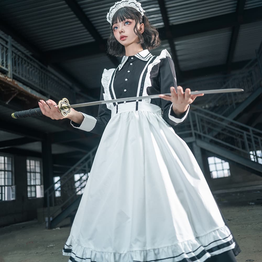 メイド服 襟元装飾長袖クラシカルメイド服