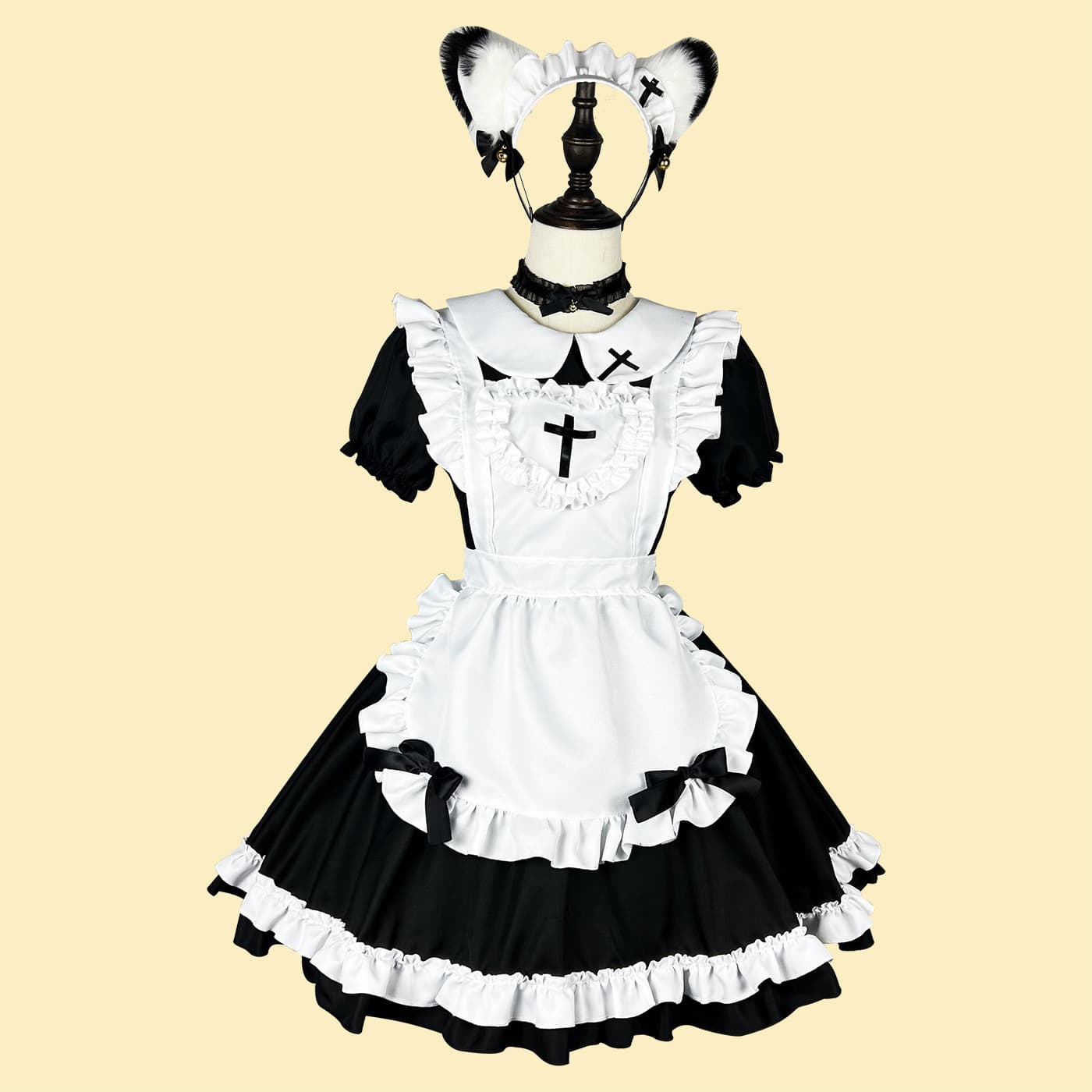 メイド服 十字架飾り付き猫耳メイド衣装