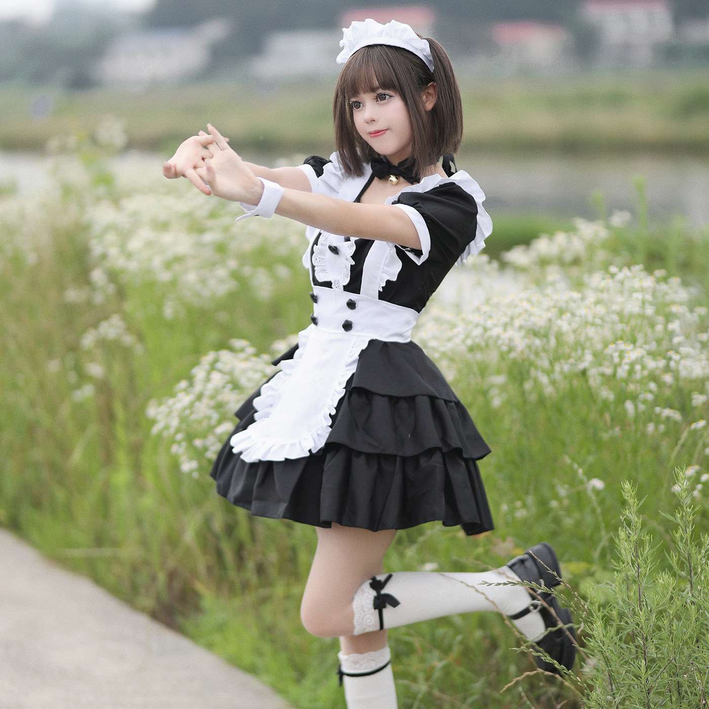 メイド服 フリル付きメイド風ワンピース