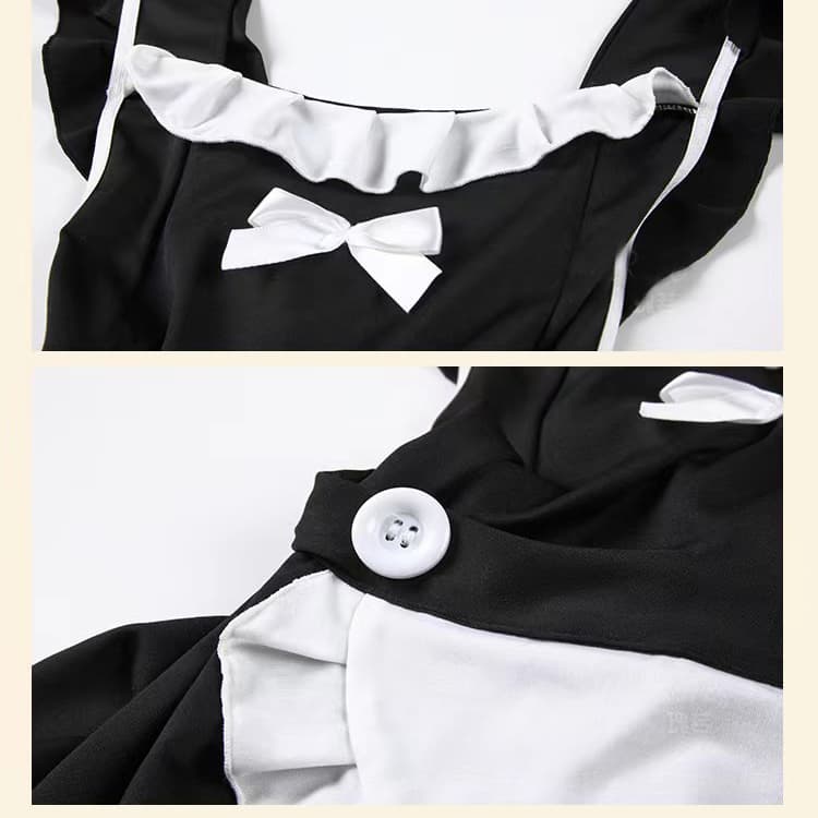 黒色セクシー系メイド服 胸元開き小悪魔風衣装