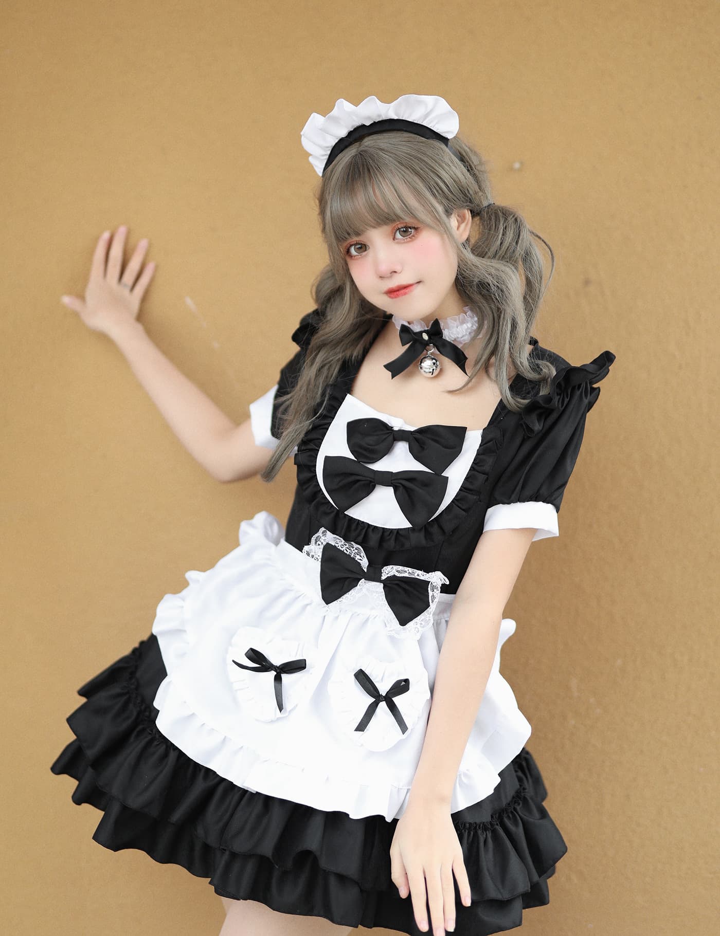 姫系フリルメイド服 胸リボンワンピース