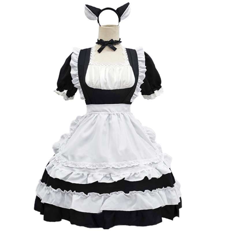 ふんわりフリルメイド服セット