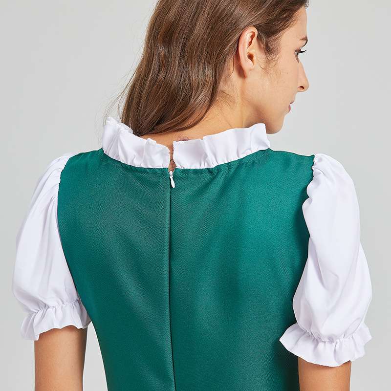 メイド服 ディアンドル風 花刺繍ワンピース