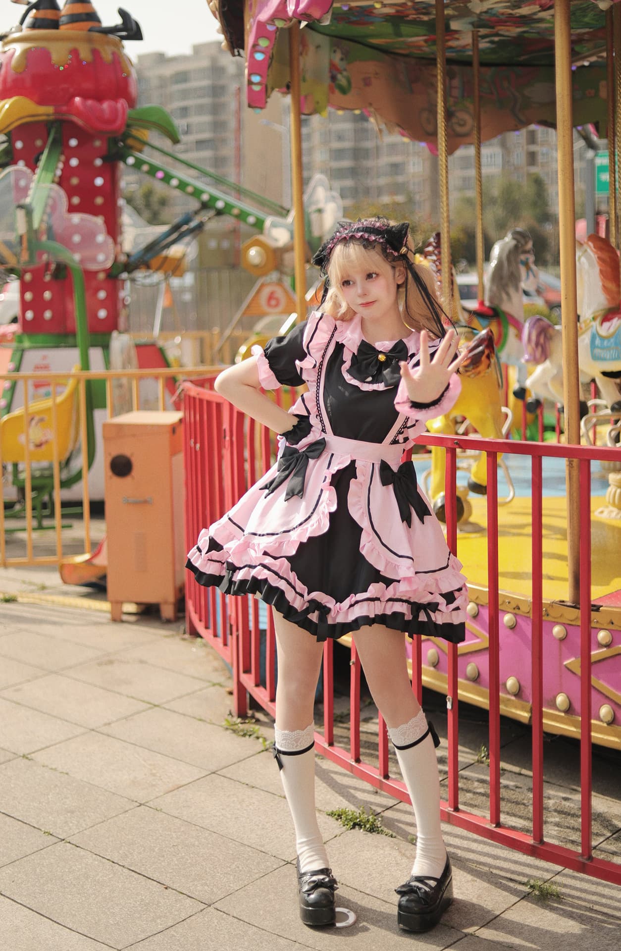 フリルレース リボンメイド服