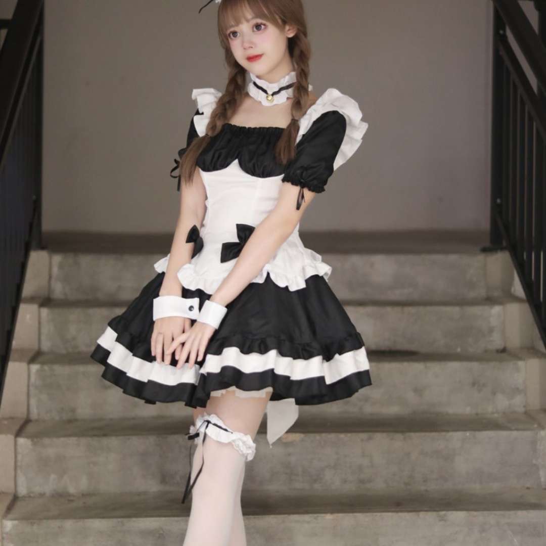 メイド服 ふんわりメイドスタイル フリル襟ワンピース