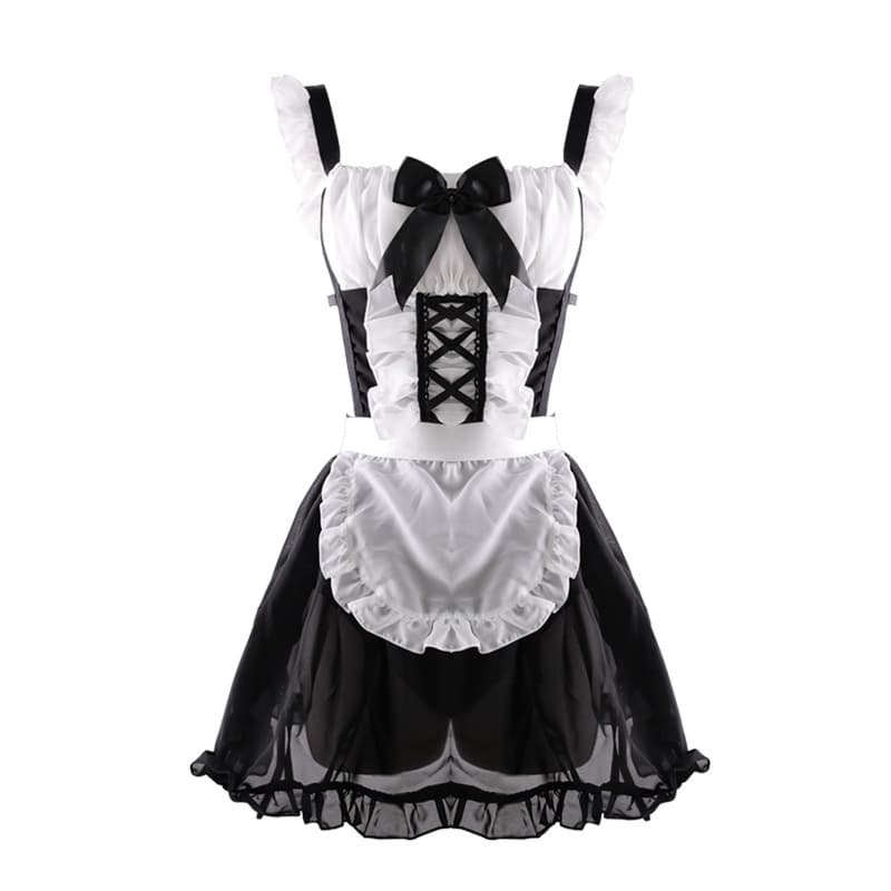 フレンチ黒白メイド服風セクシーランジェリー