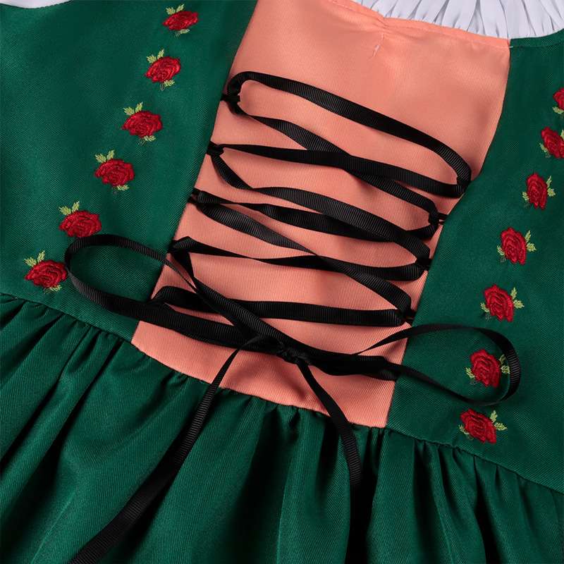 メイド服 ディアンドル風 花刺繍ワンピース