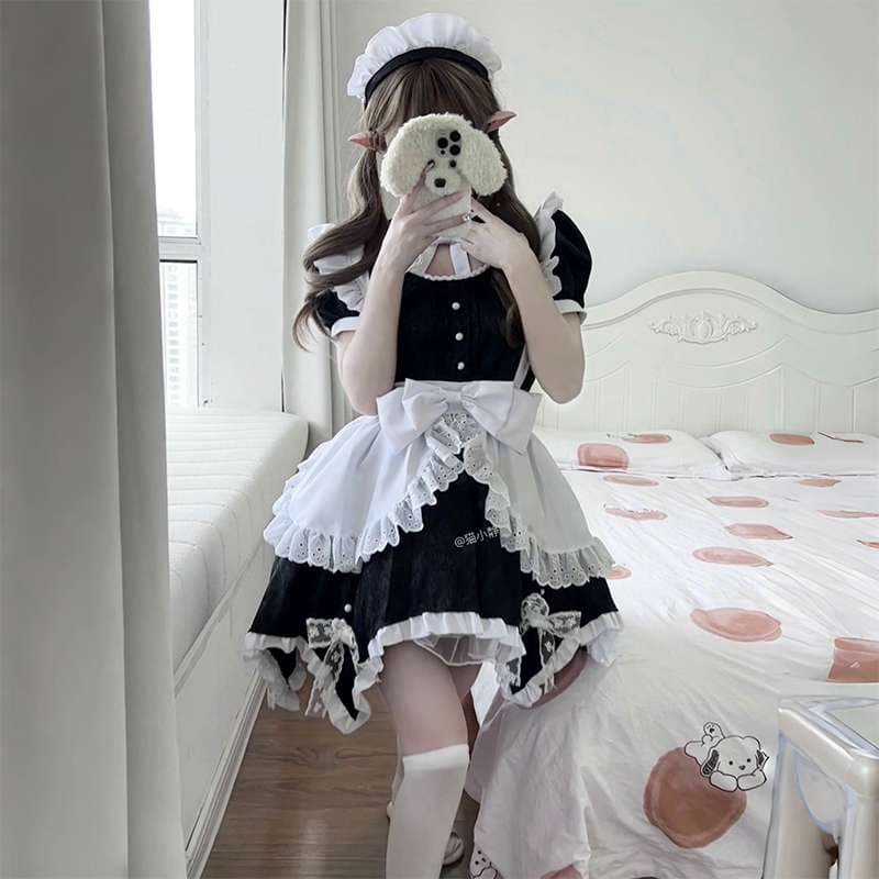 メイド服 フリルたっぷりメイド風ワンピース