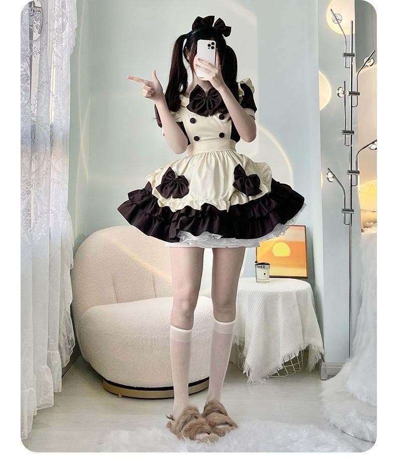 メイド服 優美なリボン飾りのふんわりメイド服