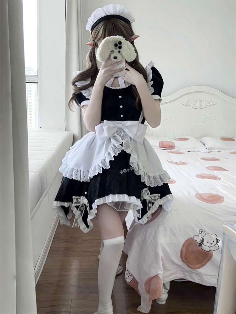 メイド服 フリルたっぷりメイド風ワンピース