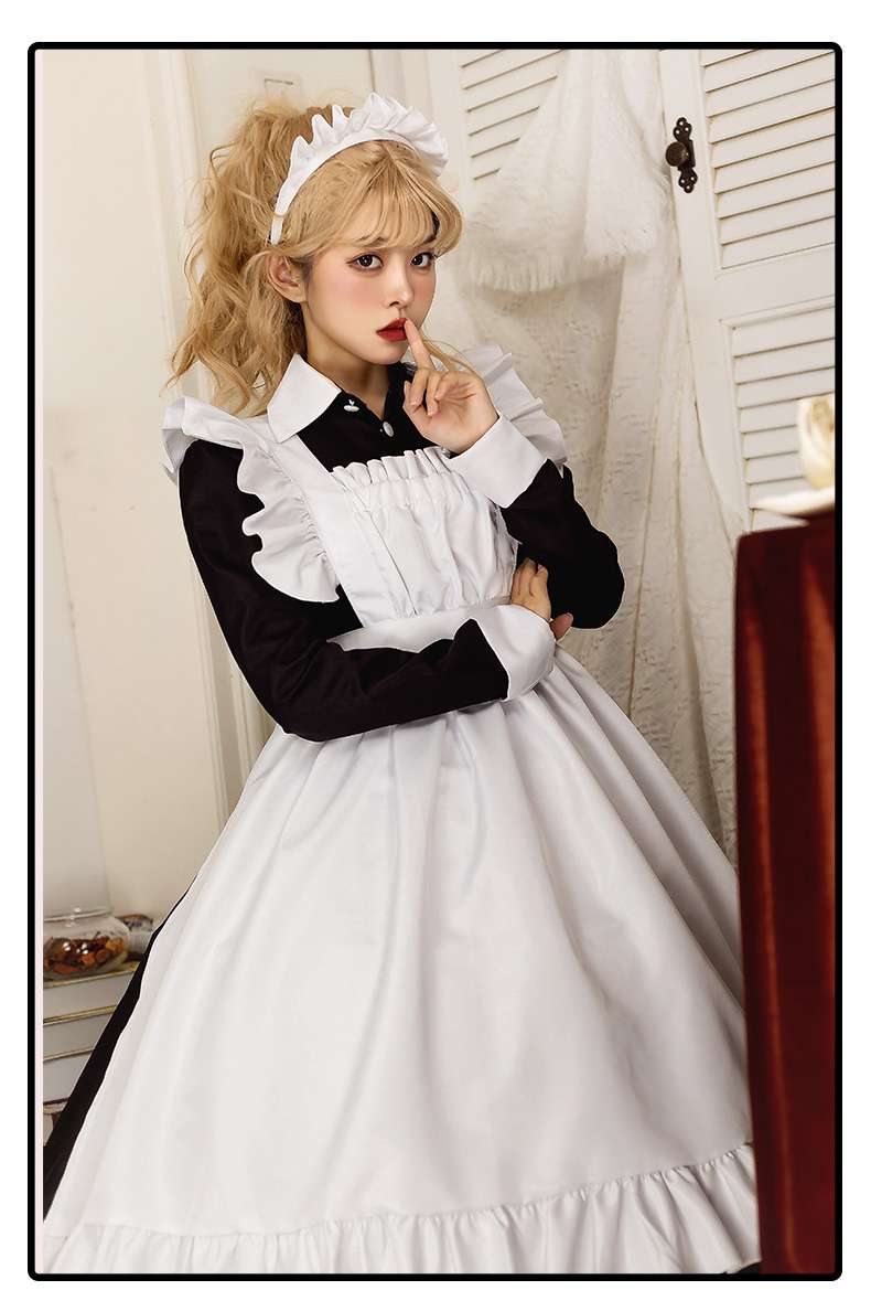 メイド服 メイド風フリルエプロンワンピース