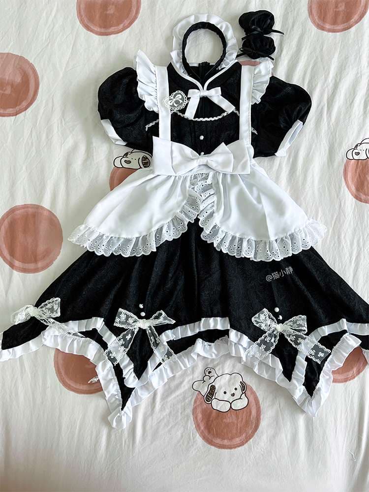 メイド服 フリルたっぷりメイド風ワンピース