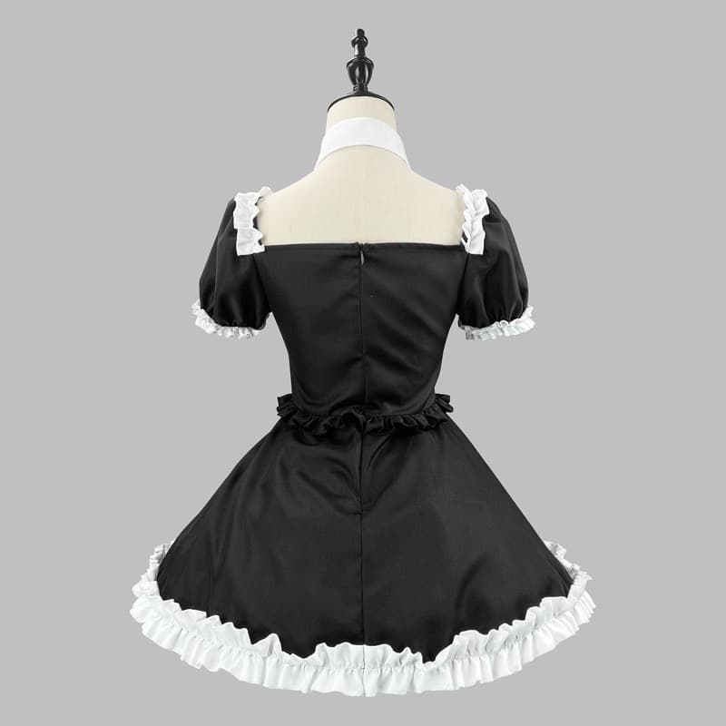 十字柄メイド服ワンピース衣装セット 黒/ネイビー