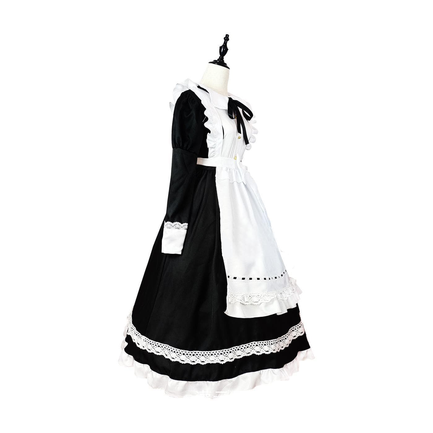 メイド服 丸襟フリル付き長袖クラシカルメイド服