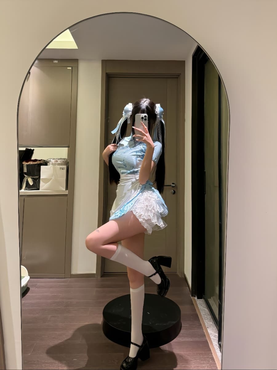 チャイナ風メイド服・フリルエプロンセット